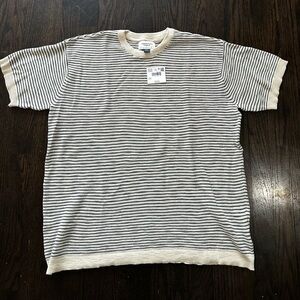 American Eagle Men's Striped Black and White Shirt
